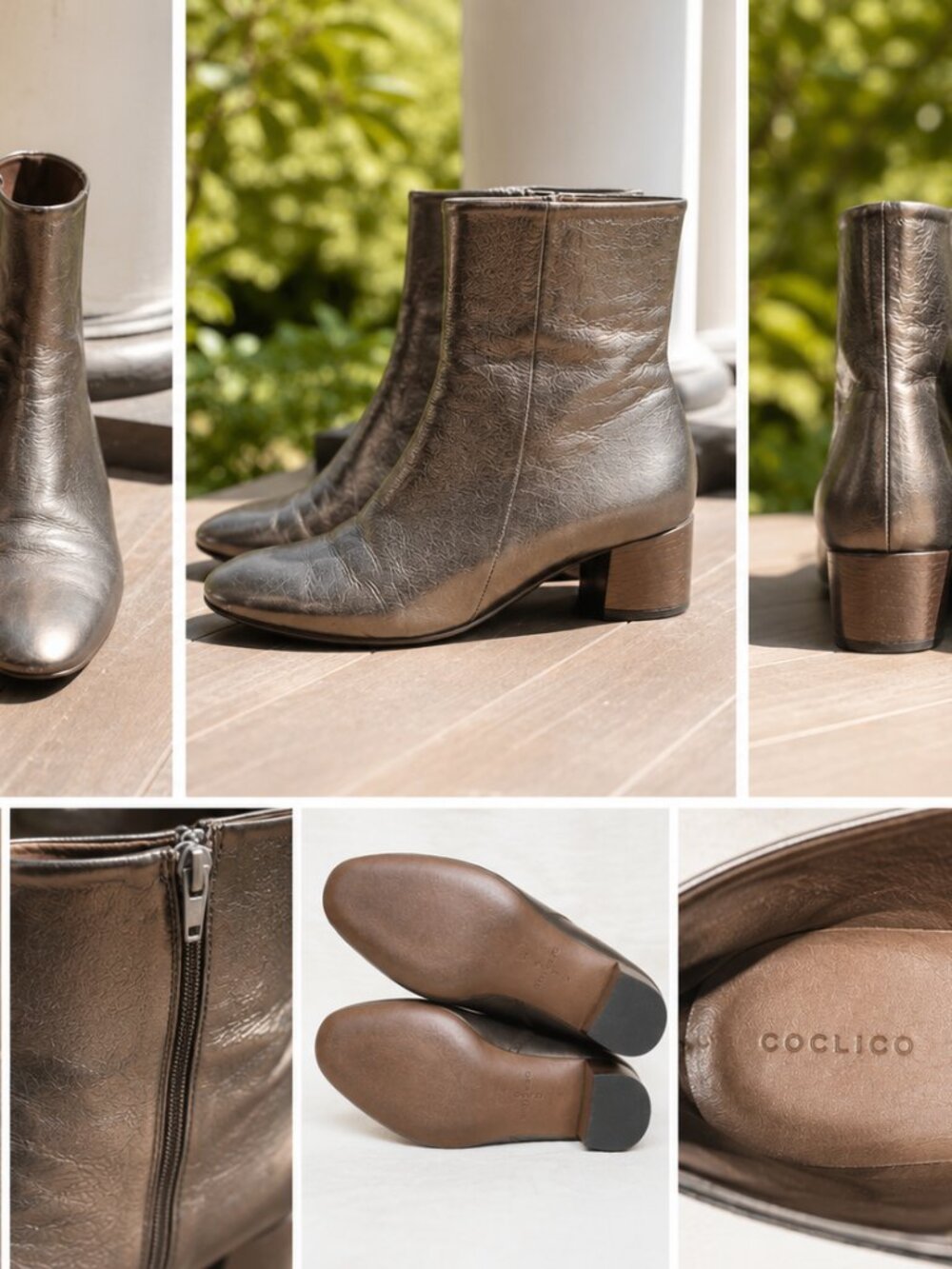 Coclico Metallic Pewter Leather Ankle Boots Made in Spain